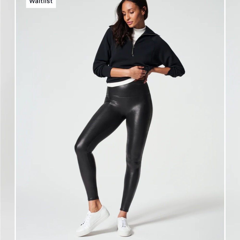 SPANX Black Faux Leather Leggings M